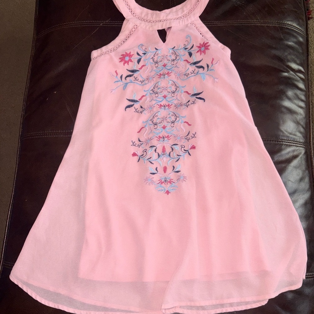 Pink Embroidered Sleeveless Dress girls size 10
